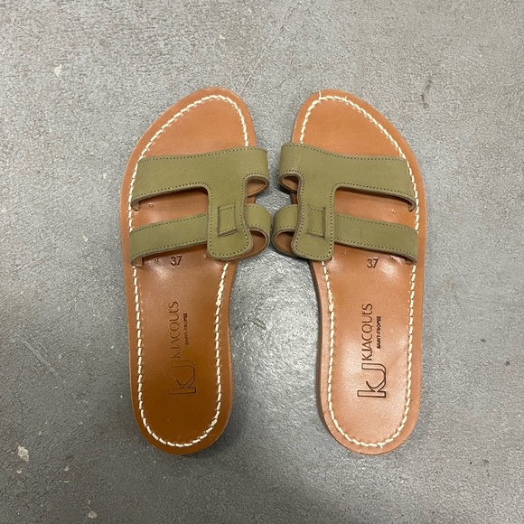 K Jacques St Tropez Menandre Leather Slides / Sandals sz 37 - Picture 9 of 11